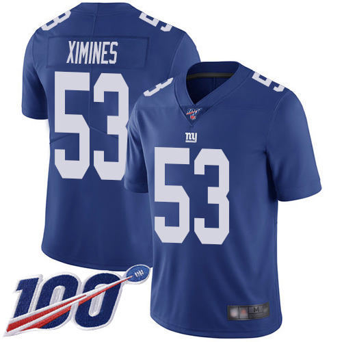 Men New York Giants #53 Oshane Ximines Royal Blue Team Color Vapor Untouchable Limited Player 100th Season Football NFL Jersey->new york giants->NFL Jersey